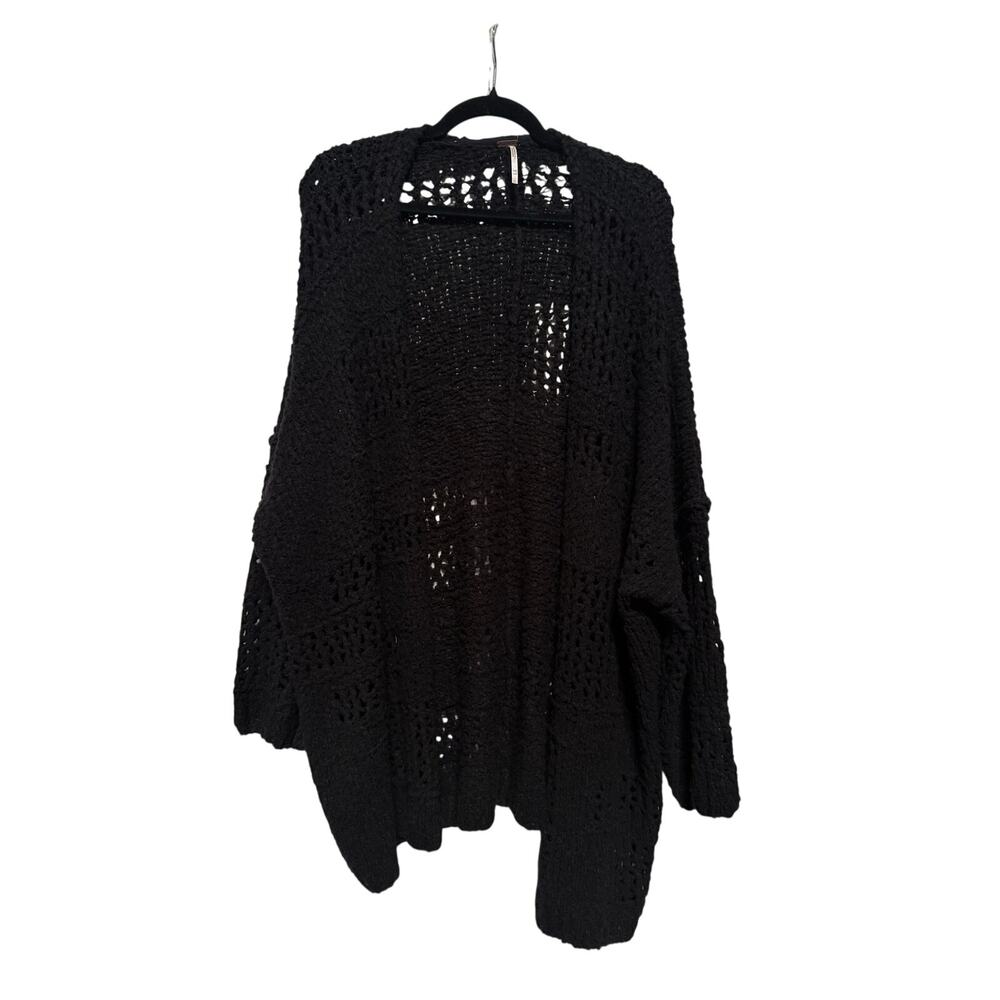 Free People Cardigan Sweater Womens XS/S Open Knit Open Front Black OverSized